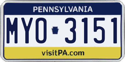 PA license plate MYO3151
