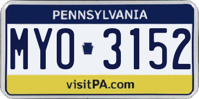 PA license plate MYO3152