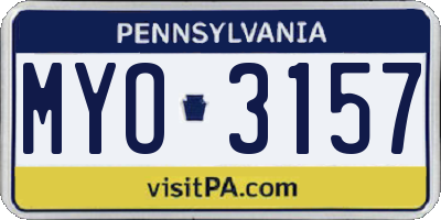 PA license plate MYO3157