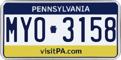 PA license plate MYO3158