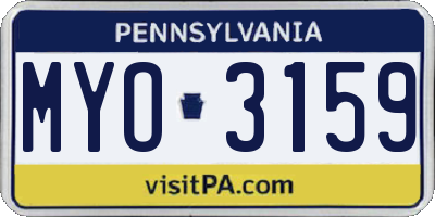 PA license plate MYO3159