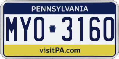 PA license plate MYO3160