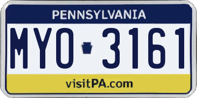 PA license plate MYO3161