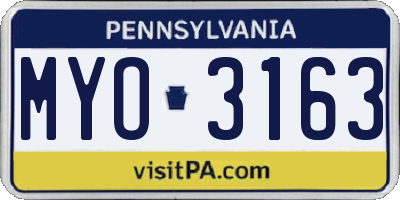 PA license plate MYO3163