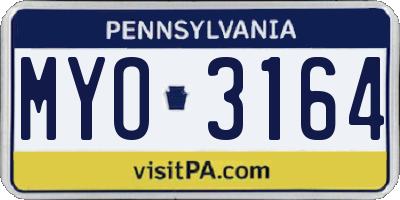 PA license plate MYO3164