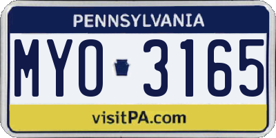 PA license plate MYO3165