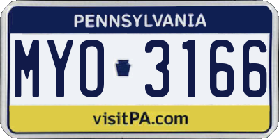 PA license plate MYO3166
