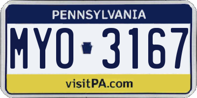 PA license plate MYO3167