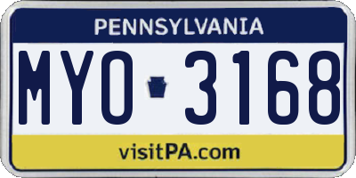 PA license plate MYO3168
