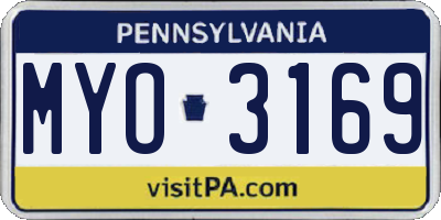 PA license plate MYO3169