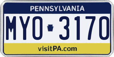 PA license plate MYO3170