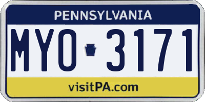 PA license plate MYO3171