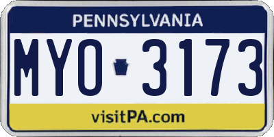 PA license plate MYO3173