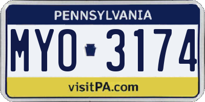 PA license plate MYO3174