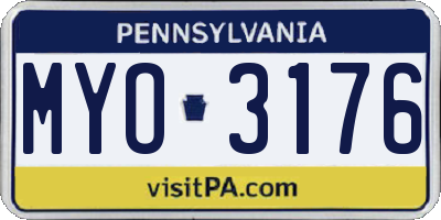 PA license plate MYO3176