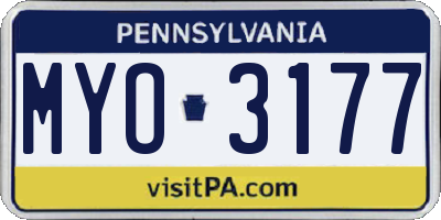 PA license plate MYO3177