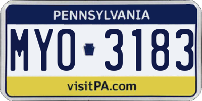PA license plate MYO3183