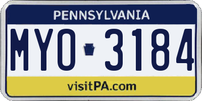 PA license plate MYO3184