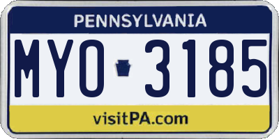 PA license plate MYO3185