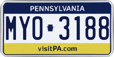 PA license plate MYO3188
