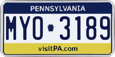 PA license plate MYO3189