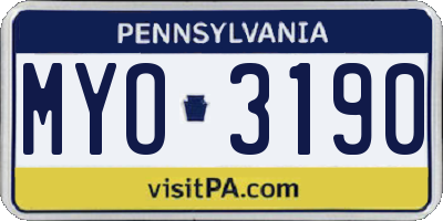 PA license plate MYO3190