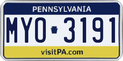 PA license plate MYO3191