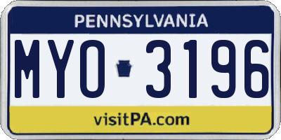 PA license plate MYO3196