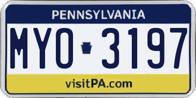 PA license plate MYO3197
