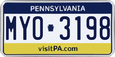 PA license plate MYO3198