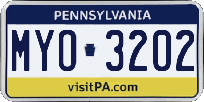 PA license plate MYO3202