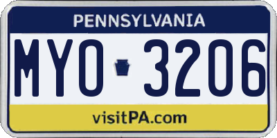 PA license plate MYO3206