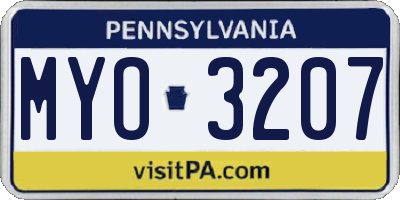 PA license plate MYO3207