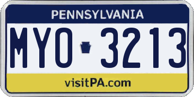 PA license plate MYO3213