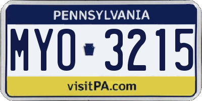 PA license plate MYO3215