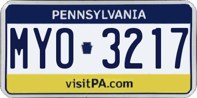 PA license plate MYO3217