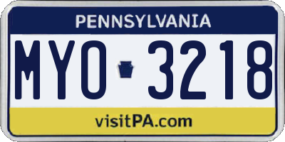 PA license plate MYO3218