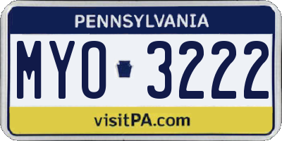 PA license plate MYO3222
