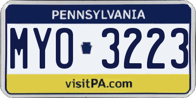 PA license plate MYO3223