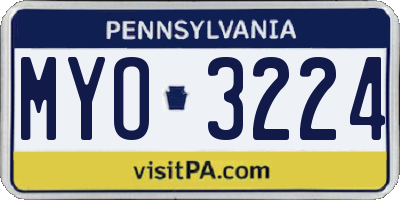 PA license plate MYO3224