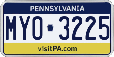 PA license plate MYO3225