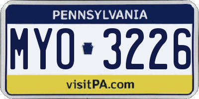 PA license plate MYO3226