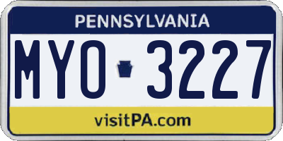PA license plate MYO3227