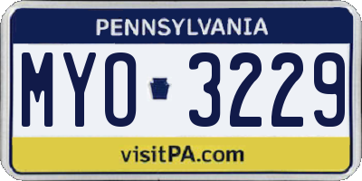 PA license plate MYO3229