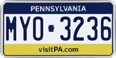 PA license plate MYO3236