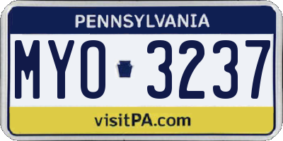 PA license plate MYO3237