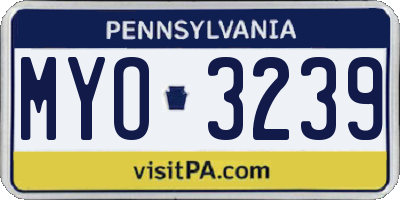 PA license plate MYO3239