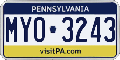 PA license plate MYO3243