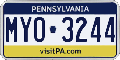 PA license plate MYO3244