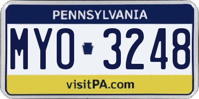 PA license plate MYO3248